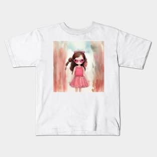 girl with pink glasses Kids T-Shirt